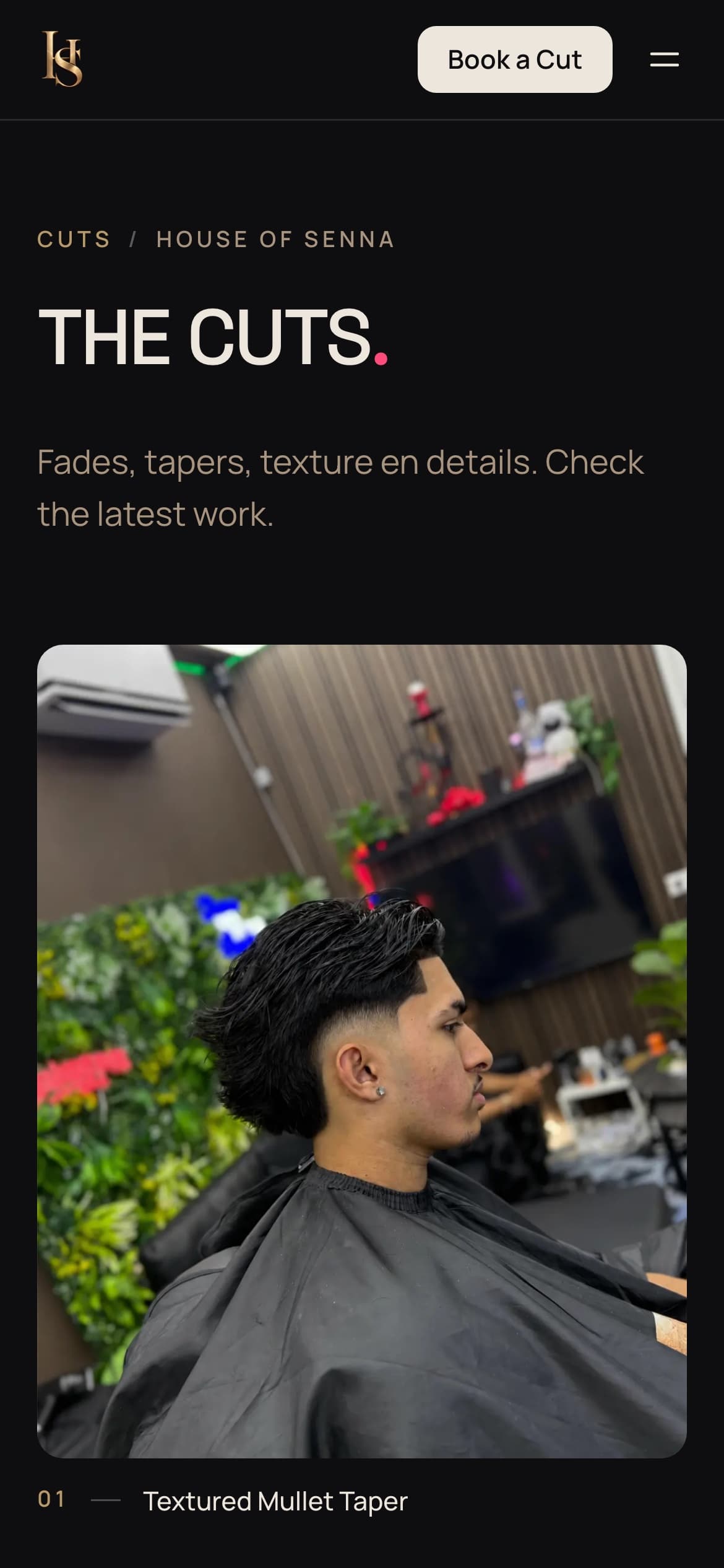 Mobiele Cuts-pagina van House of Senna